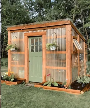 Backyard greenhouse shed built from a plan